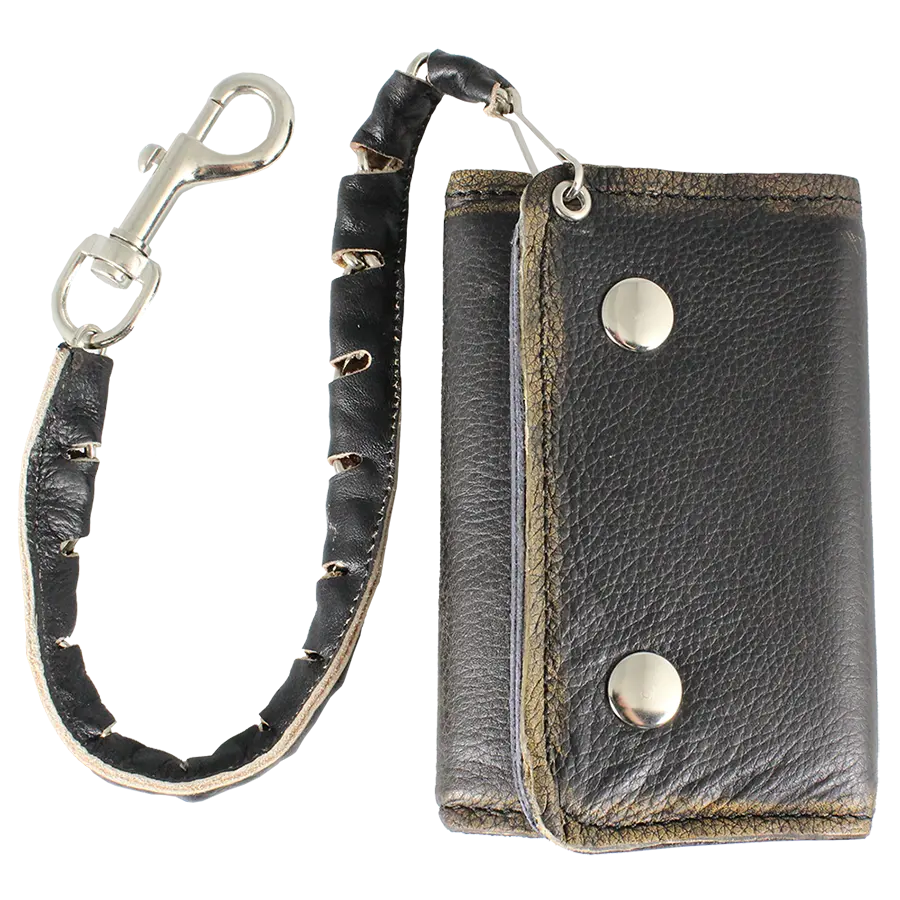 Open Road Men's Chrome Plated Chain Leather Wallet - Boutique of Leathers/Open Road