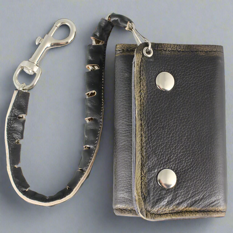 Leather wallet chain strap best sale