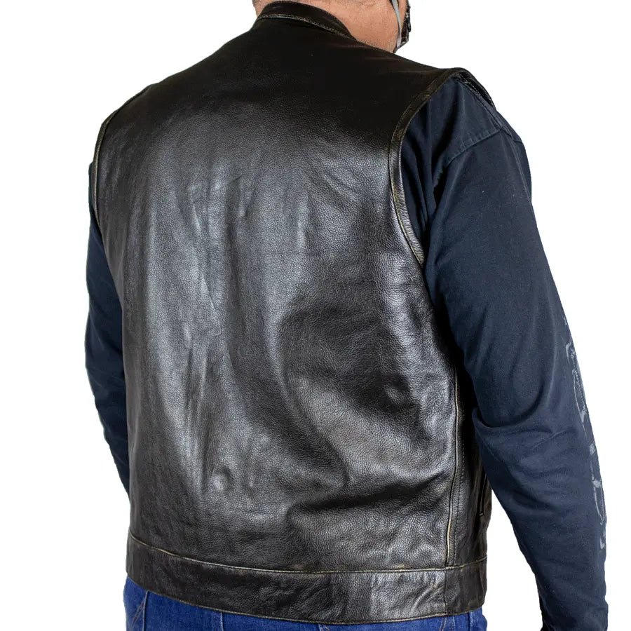 Open Road Men's Distressed Leather Club Vest Men's Vests Boutique of Leathers/Open Road