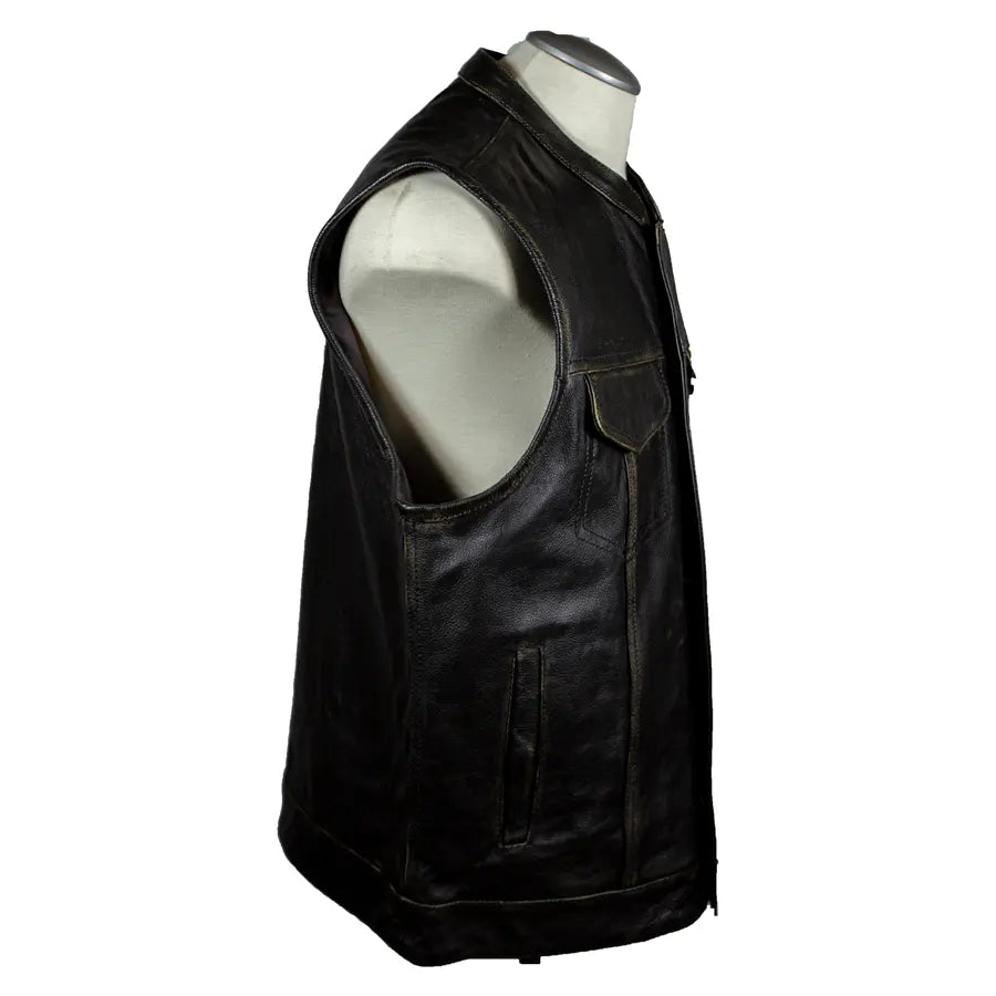 Open Road Men's Distressed Leather Club Vest Men's Vests Boutique of Leathers/Open Road