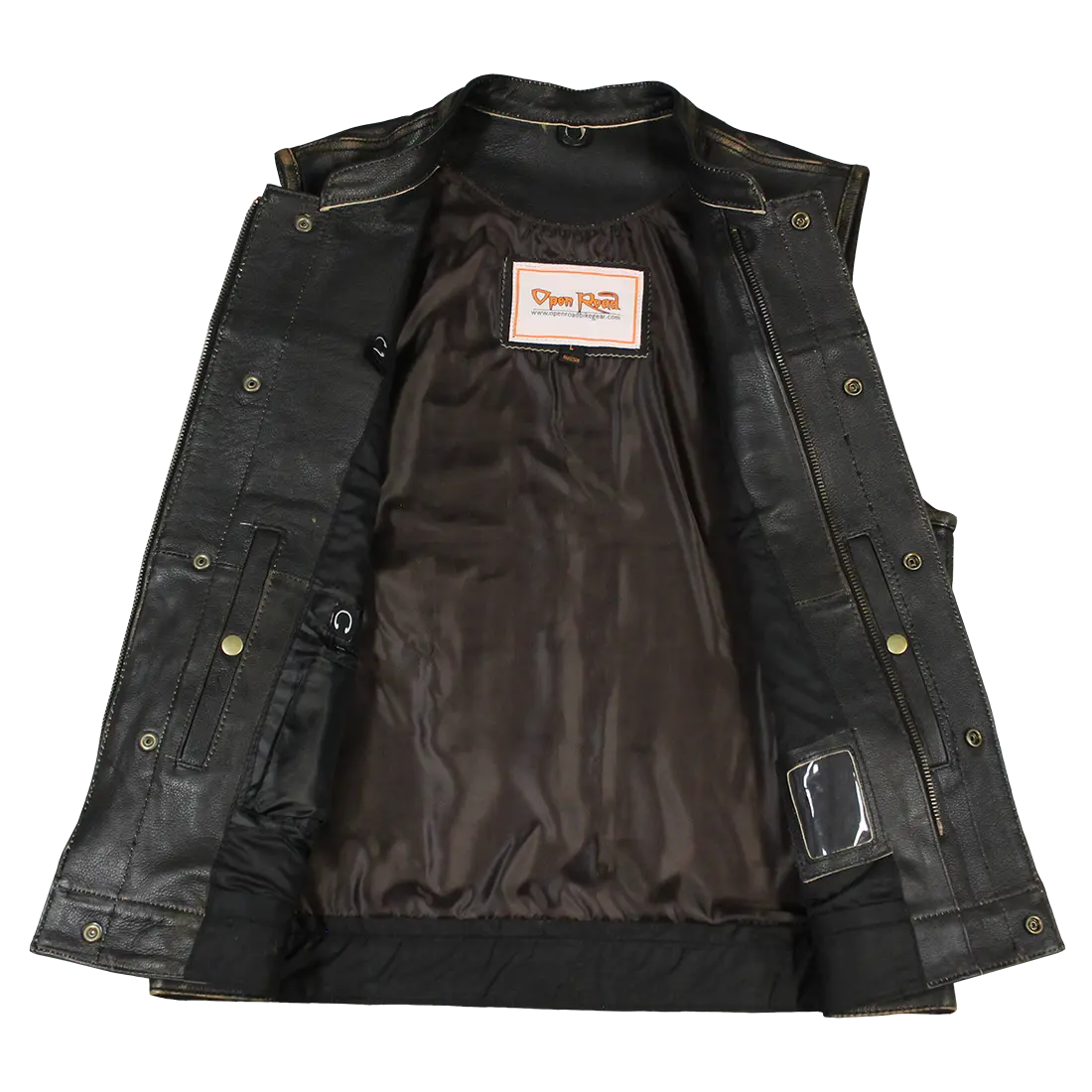 Open Road Men's Distressed Leather Club Vest - Boutique of Leathers/Open Road