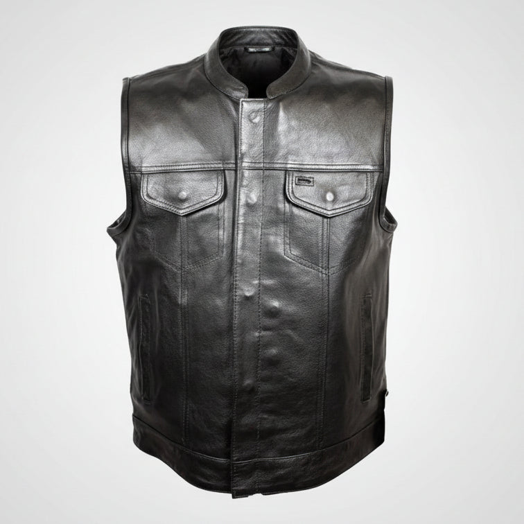 Open Road Men's Flannel Lined Leather Club Vest - Boutique of Leathers/Open Road