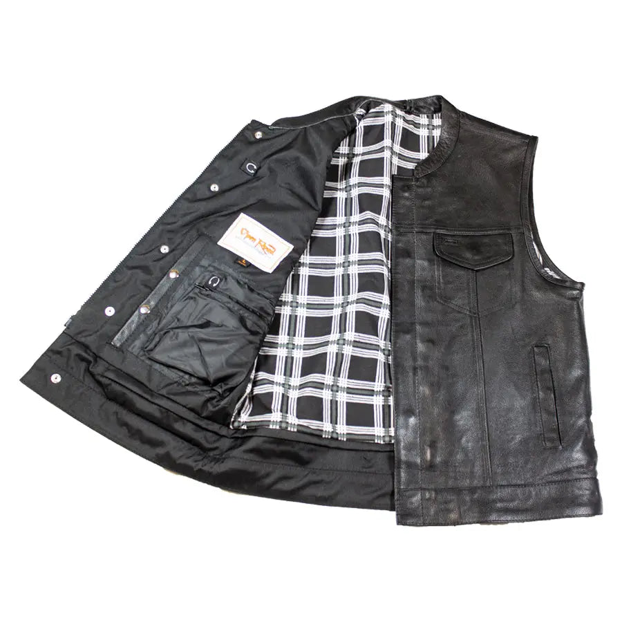 Open Road Men's Flannel Lined Leather Club Vest