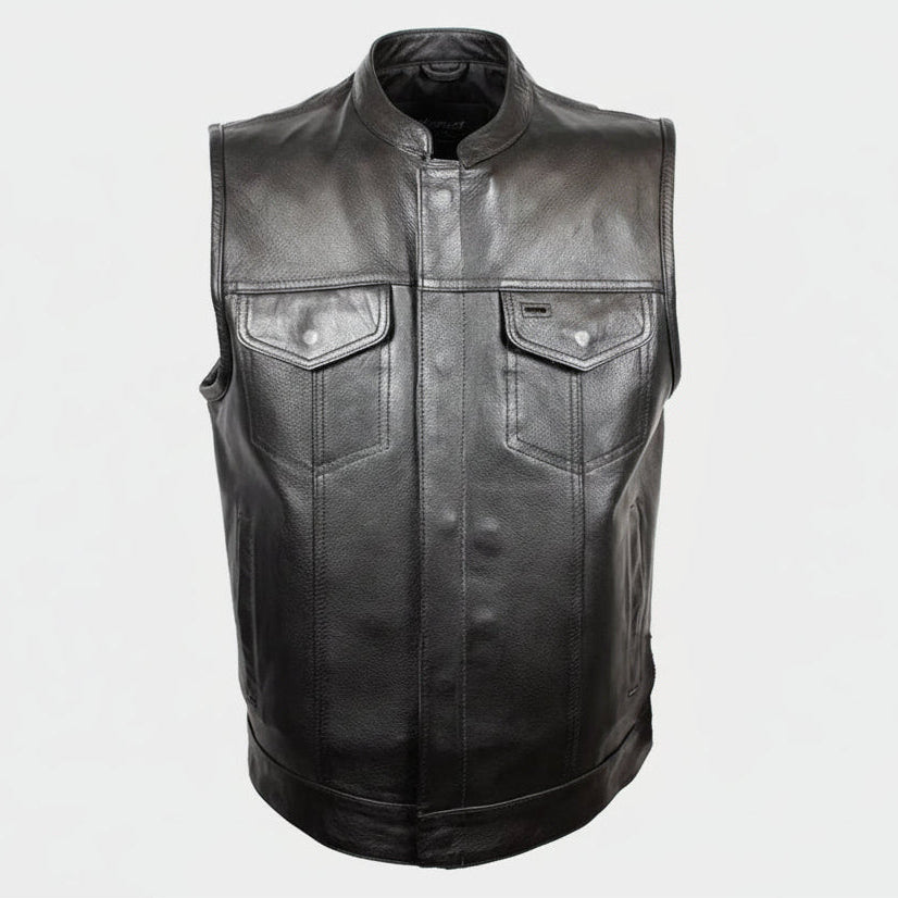 Open Road Men's Flannel Lined Leather Club Vest - Boutique of Leathers/Open Road