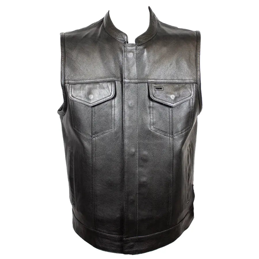 Open Road Men's Flannel Lined Leather Club Vest - Boutique of Leathers/Open Road