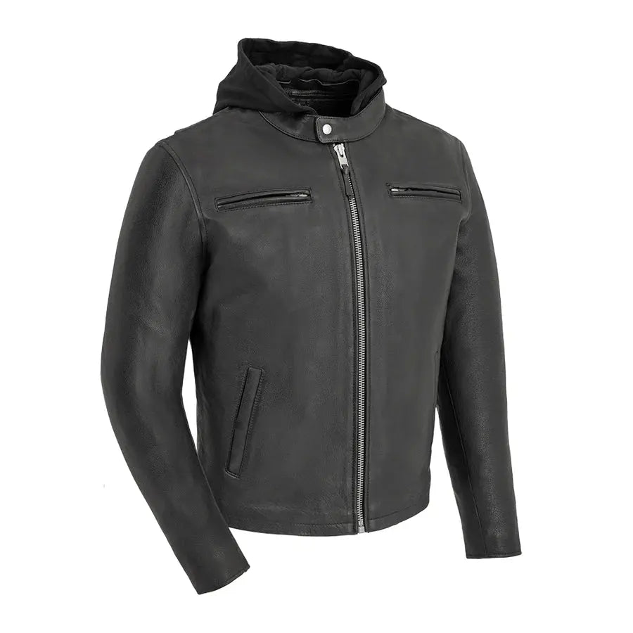 Open Road Men's Hooded Leather Motorcycle Jacket Men's Motorcycle Jackets Boutique of Leathers/Open Road