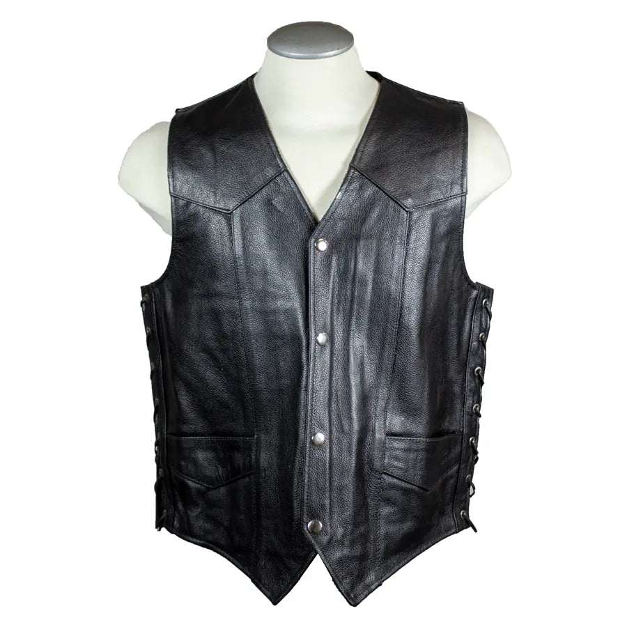 Open Road Men's Lace Side Leather Vest Men's Vests Boutique of Leathers/Open Road