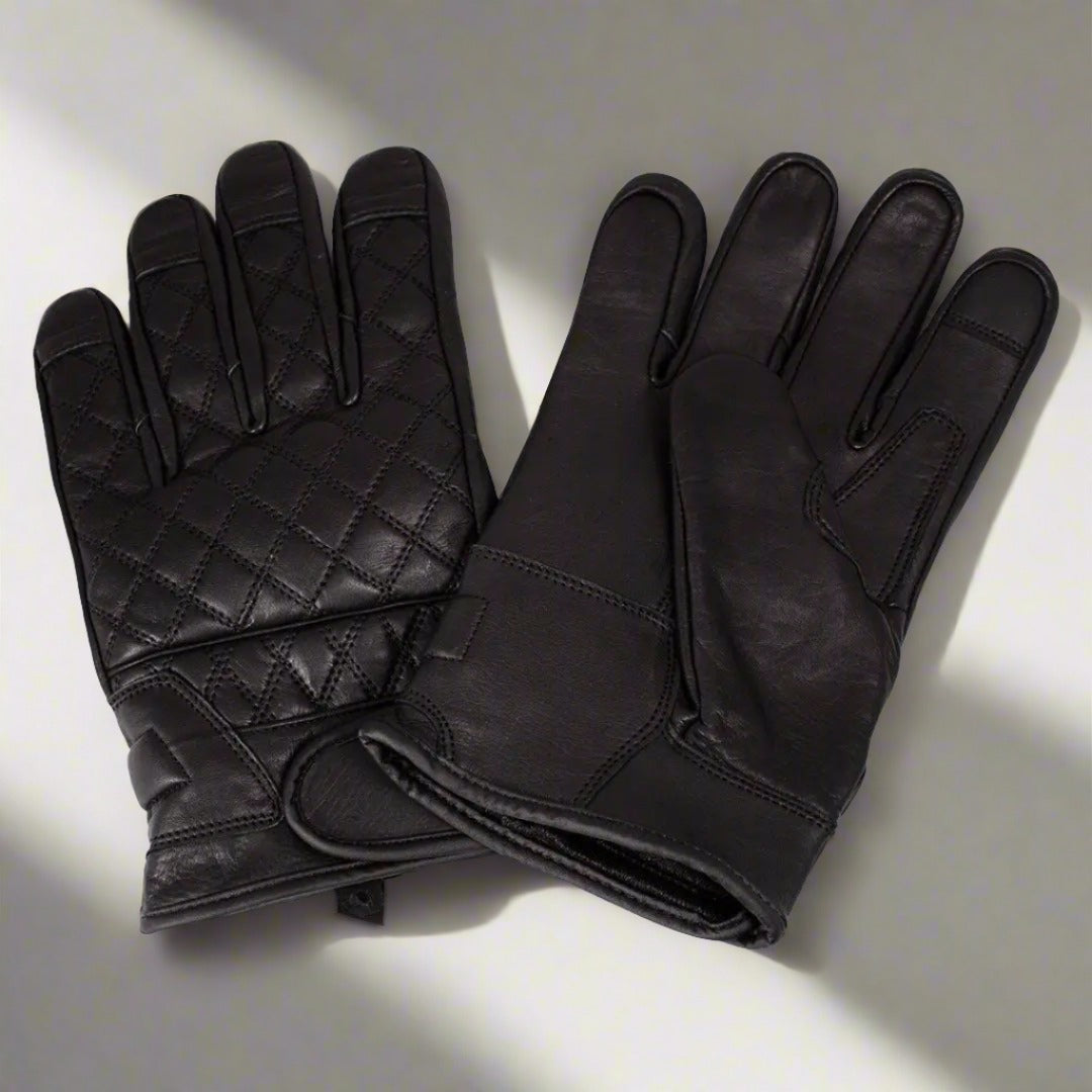 Open Road Men's Leather with Diamond Stitch Gloves Men's Motorcycle Gloves Boutique of Leathers/Open Road