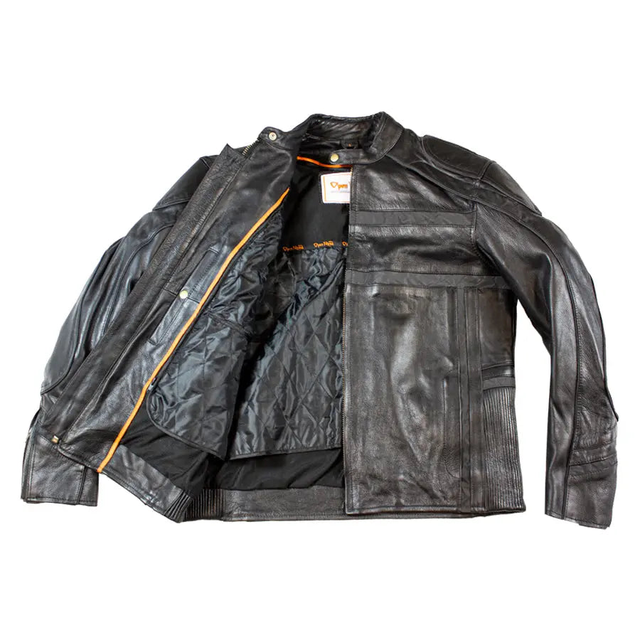 Open Road Men's Reflective Piping Leather Motorcycle Jacket - Boutique of Leathers/Open Road