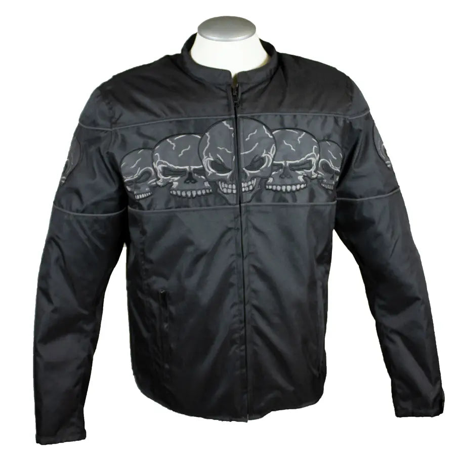 Open Road Men's Reflective Skull Textile Motorcycle Jacket Boutique