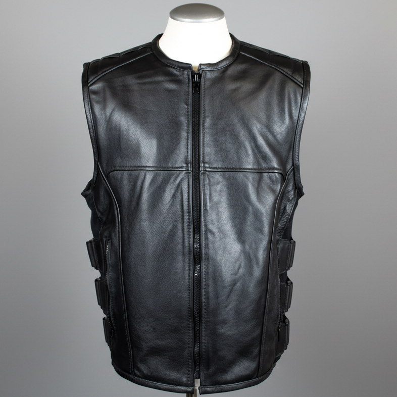 Open Road Men's Zip-Up Tactical Leather Vest - Boutique of