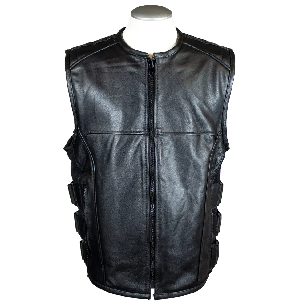 Open Road Men's Zip-Up Tactical Leather Vest Men's Vests Boutique of Leathers/Open Road