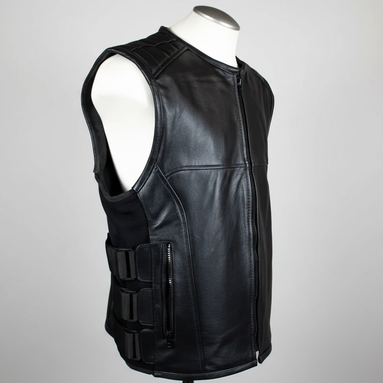 Open Road Men's Zip-Up Tactical Leather Vest Men's Vests Boutique of Leathers/Open Road