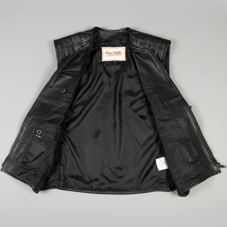 Open Road Men's Zip-Up Tactical Leather Vest - Boutique of Leathers/Open Road