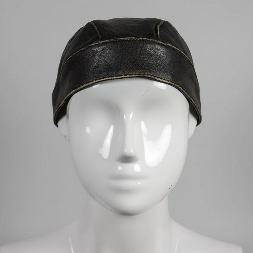 Open Road Rub Off Brown Leather Skull Cap Bandanas & Headties Boutique of Leathers/Open Road