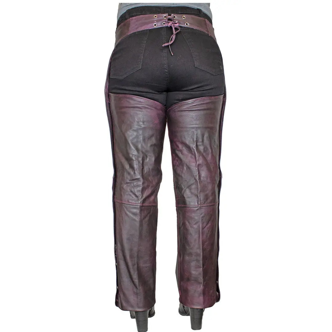 Open Road Women's Dark Purple Wash Leather Chaps Women's Motorcycle Pants & Chaps Boutique of Leathers/Open Road