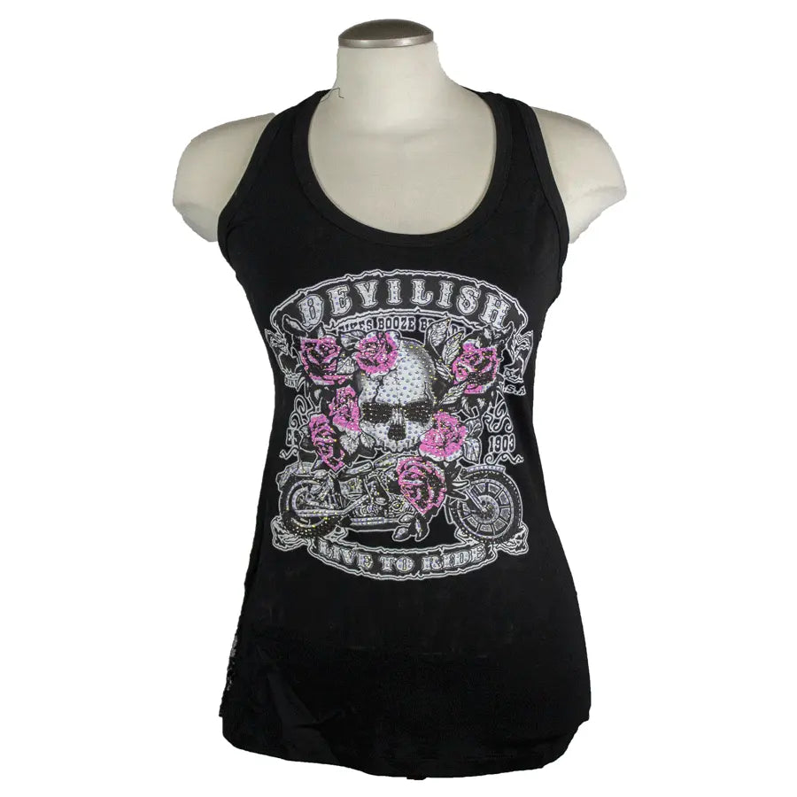 Open Road Women's Devilish Lace Back Tank Top Women's Shirts & Tees Boutique of Leathers/Open Road
