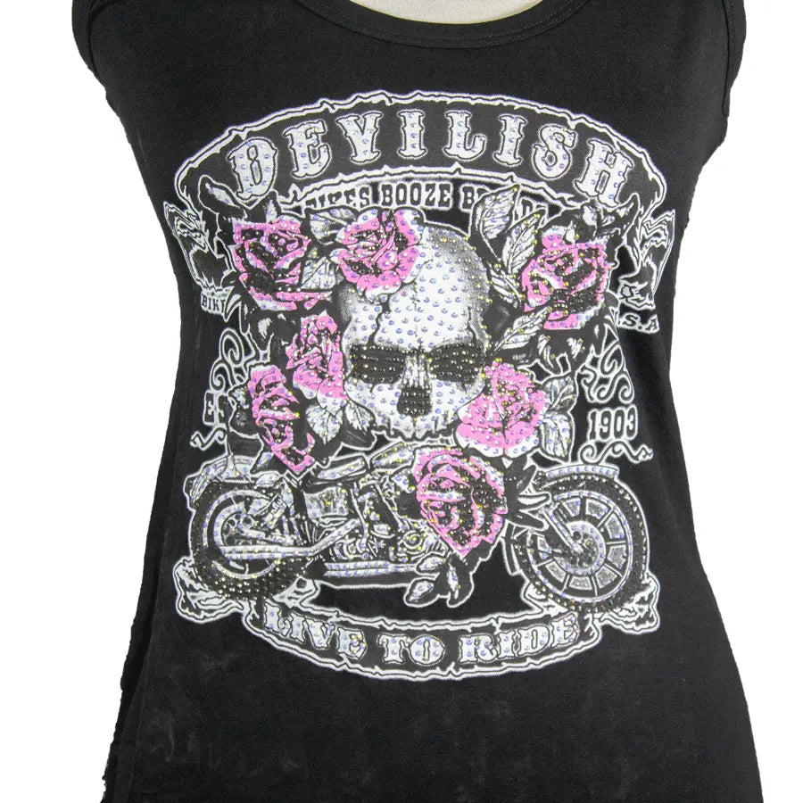 Open Road Women's Devilish Lace Back Tank Top Women's Shirts & Tees Boutique of Leathers/Open Road