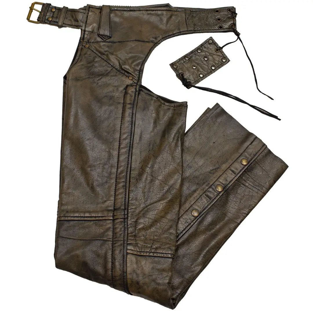 Open Road Women's Distressed Brown Leather Chaps Women's Motorcycle Pants & Chaps Boutique of Leathers/Open Road