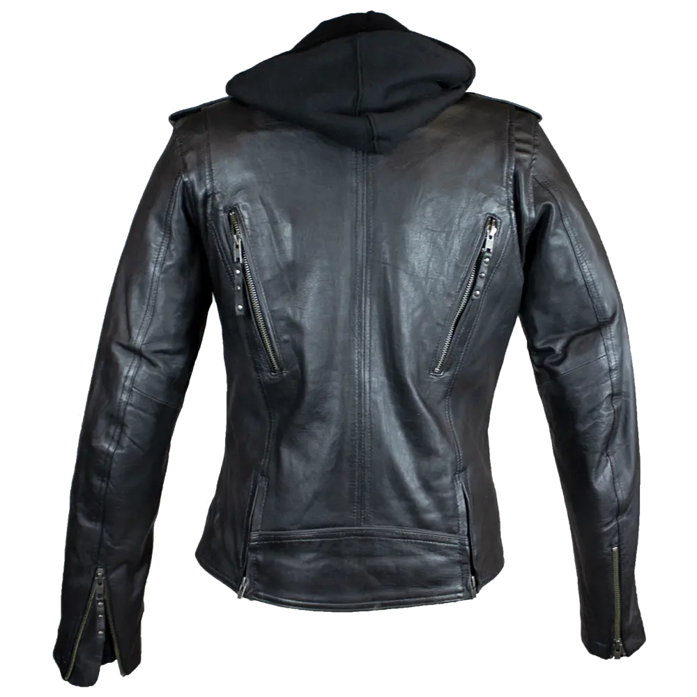 Open Road Women's Hooded Classic Leather Motorcycle Jacket Women's Motorcycle Jackets Boutique of Leathers/Open Road