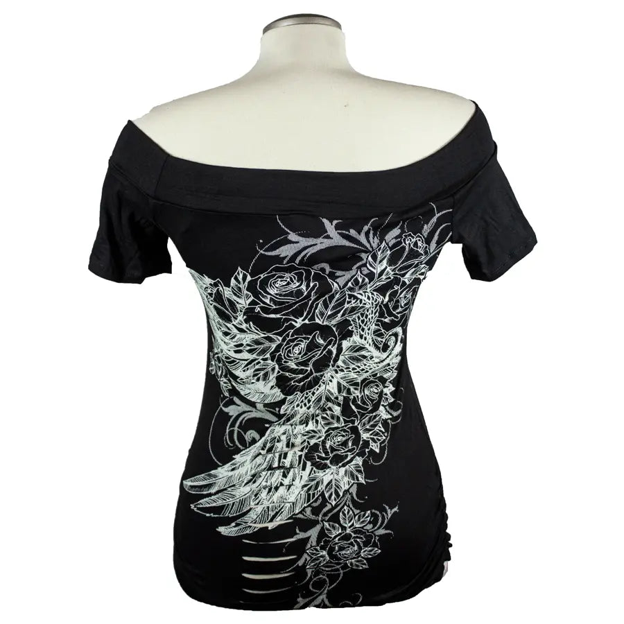 Open Road Women's Off The Shoulder Flower Top Women's Shirts & Tees Boutique of Leathers/Open Road