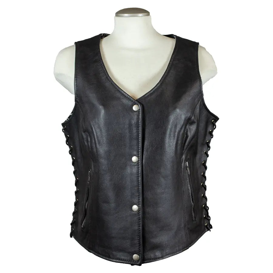 Open Road Women's Paisley Lined Leather Vest Women's Vests Boutique of Leathers/Open Road