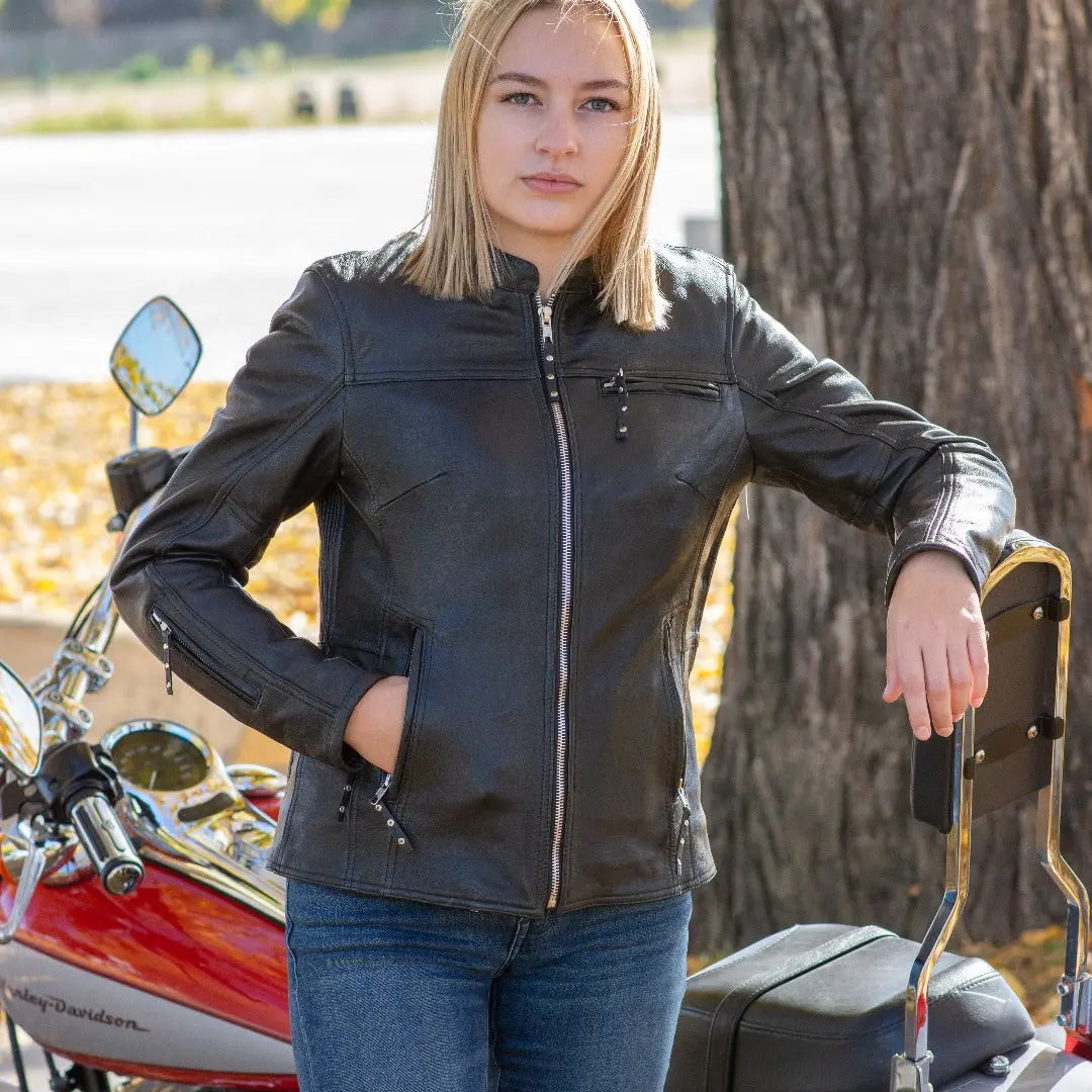 Open Road Women's Racer Leather Motorcycle Jacket Women's Motorcycle Jackets Boutique of Leathers/Open Road