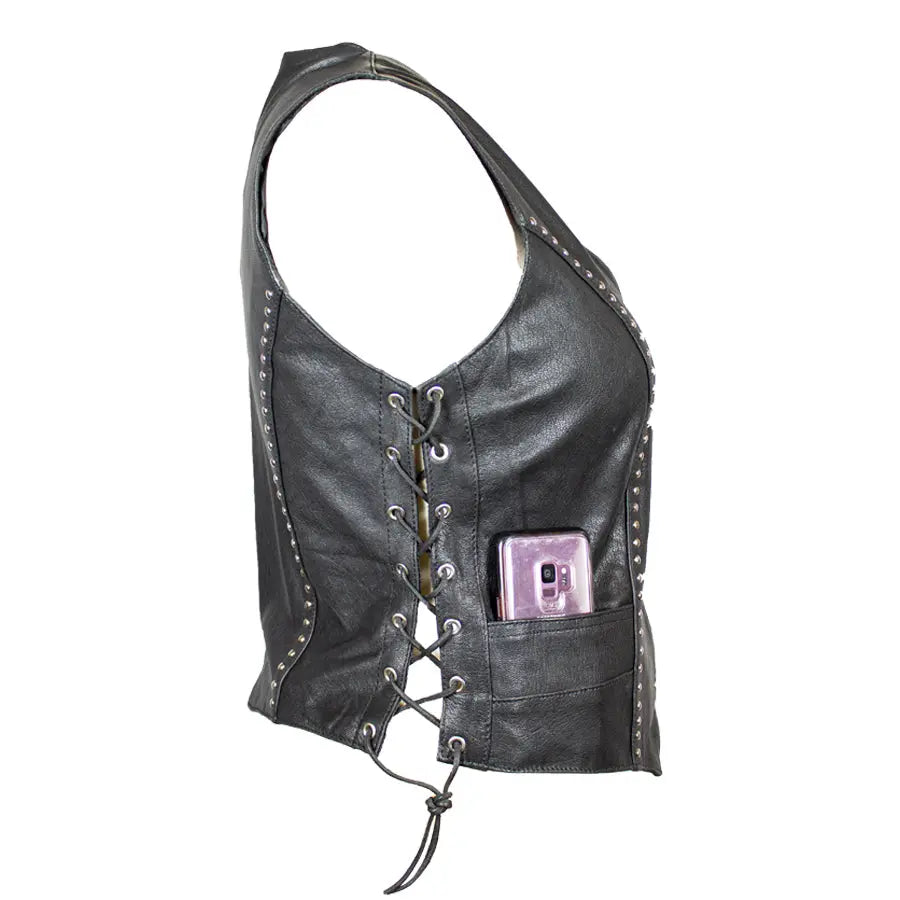 Open Road Women's Stud Accent Leather Gunslinger Vest - Boutique of Leathers/Open Road