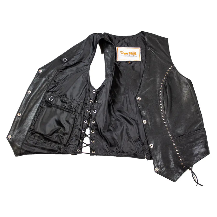 Open Road Women's Stud Accent Leather Gunslinger Vest - Boutique of Leathers/Open Road