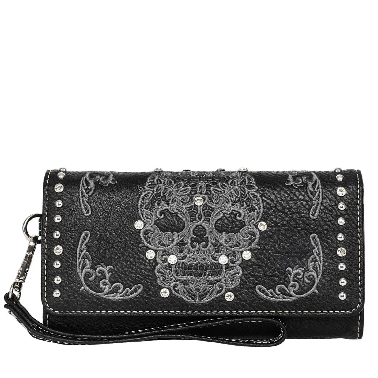 Open Road Women's Sugar Skull Trifold Wallet Women's Wallets Boutique of Leathers/Open Road