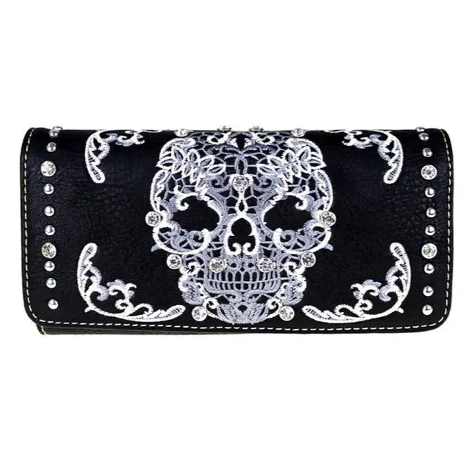 Open Road Women's Sugar Skull Trifold Wallet Women's Wallets Boutique of Leathers/Open Road