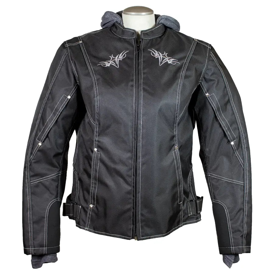 Open Road Women's Zip-Out Hoodie Reflective Textile Motorcycle Jacket Women's Armoured Shirts Boutique of Leathers/Open Road