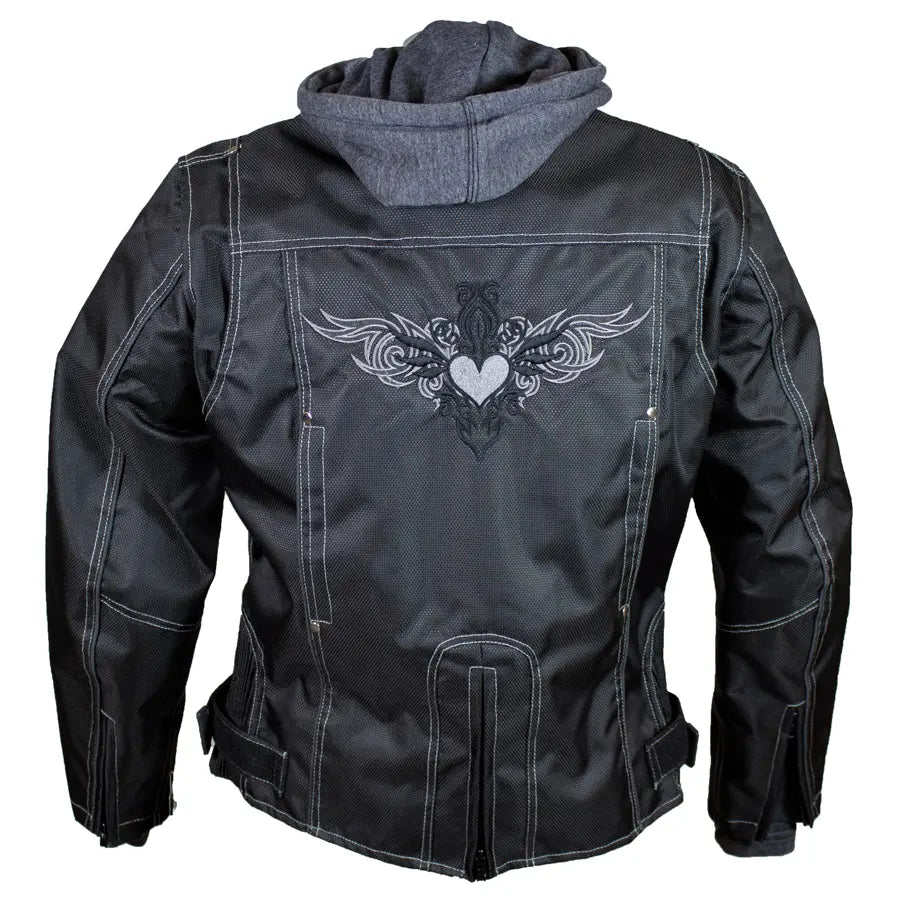 Open Road Women's Zip-Out Hoodie Reflective Textile Motorcycle Jacket Women's Armoured Shirts Boutique of Leathers/Open Road