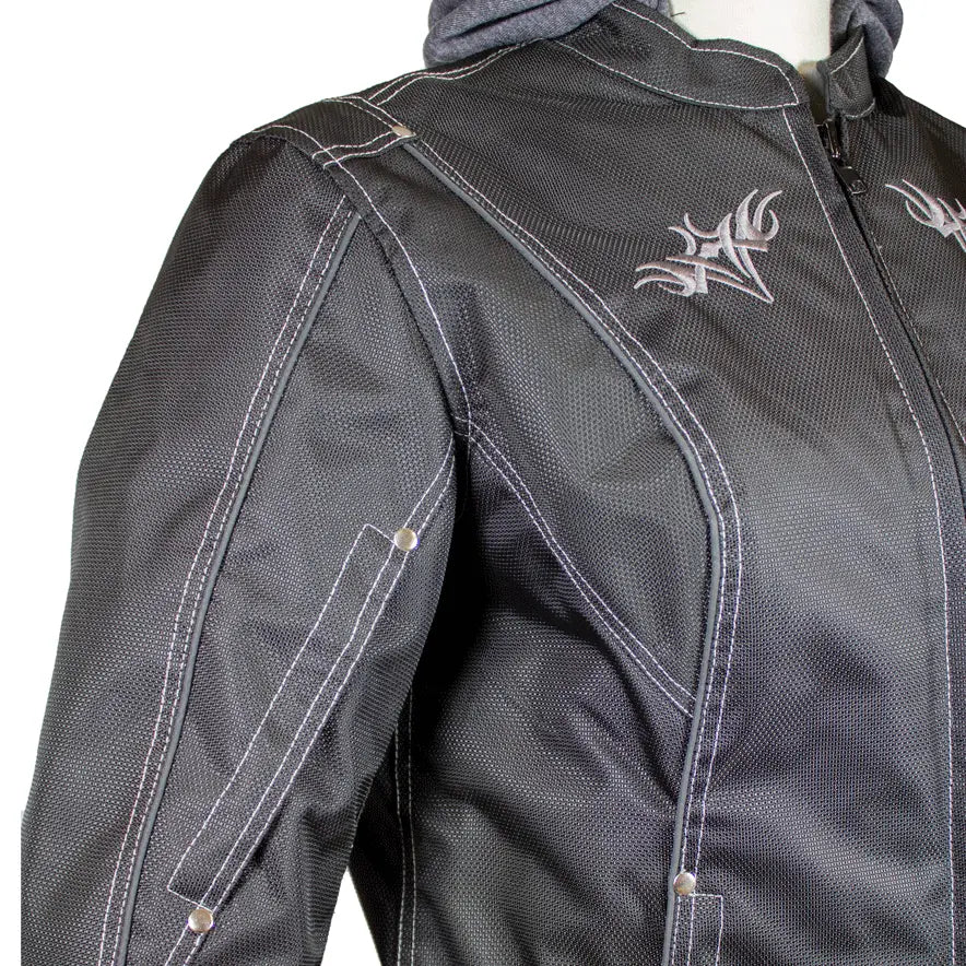 Open Road Women's Zip-Out Hoodie Reflective Textile Motorcycle Jacket Women's Armoured Shirts Boutique of Leathers/Open Road