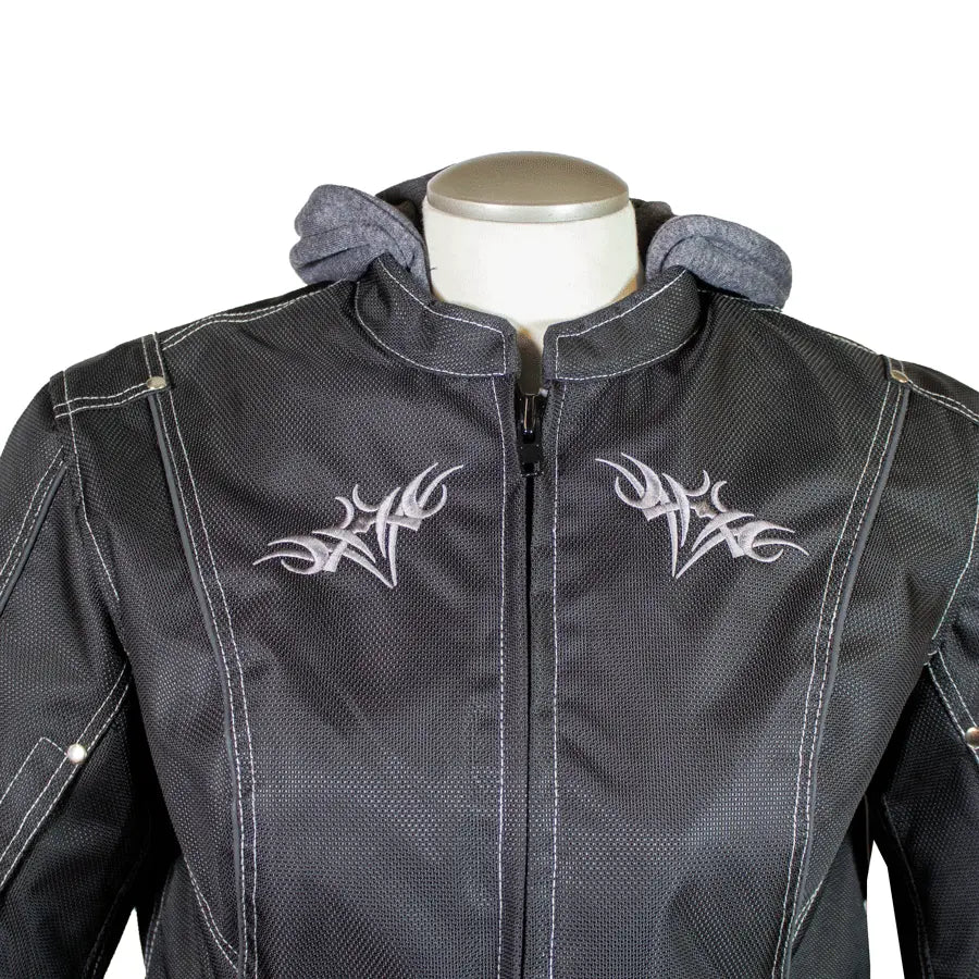 Open Road Women's Zip-Out Hoodie Reflective Textile Motorcycle Jacket Women's Armoured Shirts Boutique of Leathers/Open Road