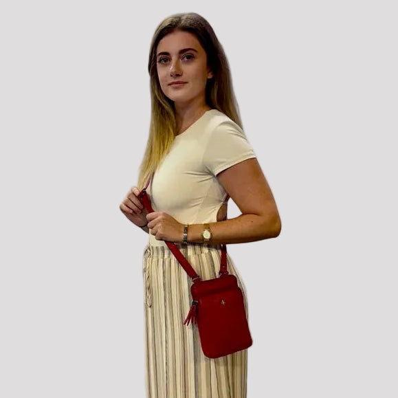Greenwood Leather Compact Mini Crossbody. Slim Full-Grain Leather Phone Bag & Travel Organizer - Boutique of Leathers/Open Road