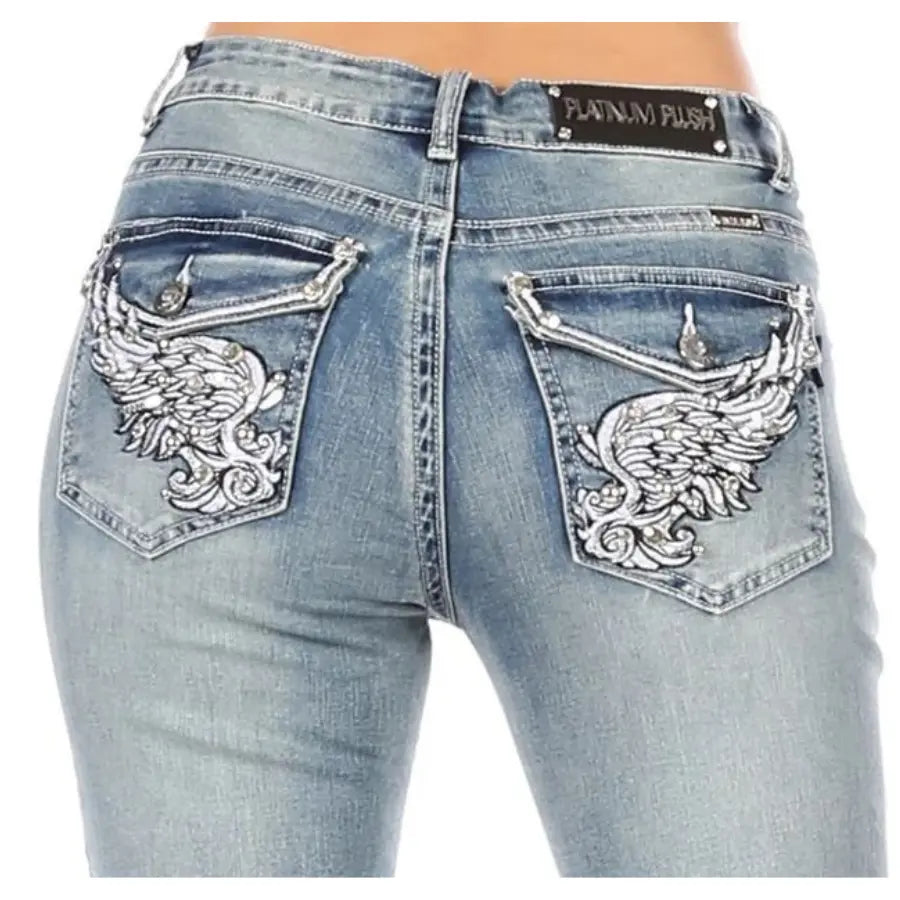 Platinum Plush Women's Angel Wing Jeans Women's Pants Boutique of Leathers/Open Road