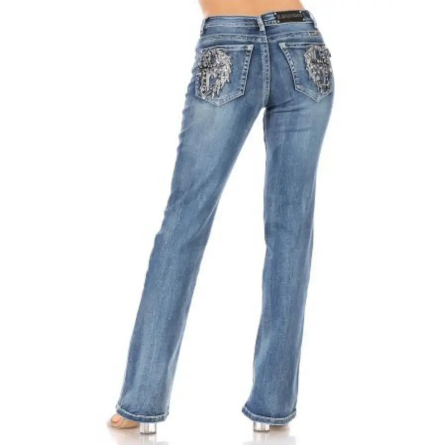 Platinum Plush Women's Cross Angel Wing Jeans Women's Pants Boutique of Leathers/Open Road