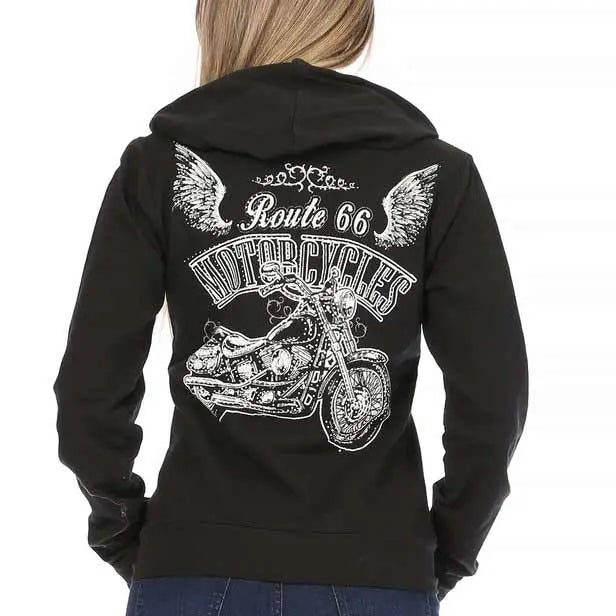 Platinum Plush Women's Route 66 Full Zip Hoodie - Boutique of Leathers/Open Road