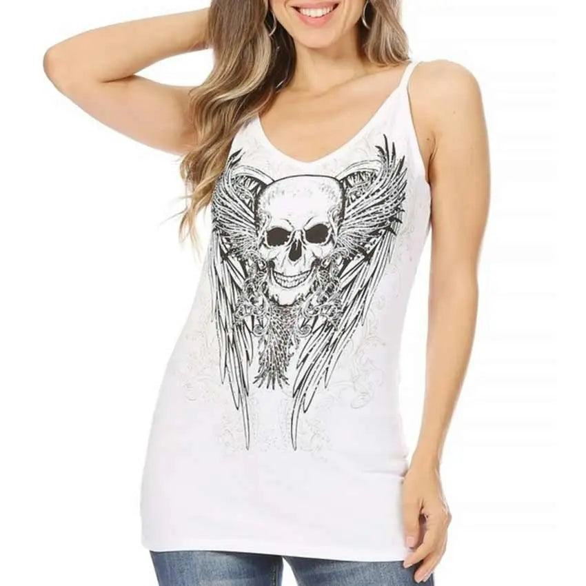 Platinum Plush Women's Skull & Wings Tank Top - Boutique of Leathers/Open Road