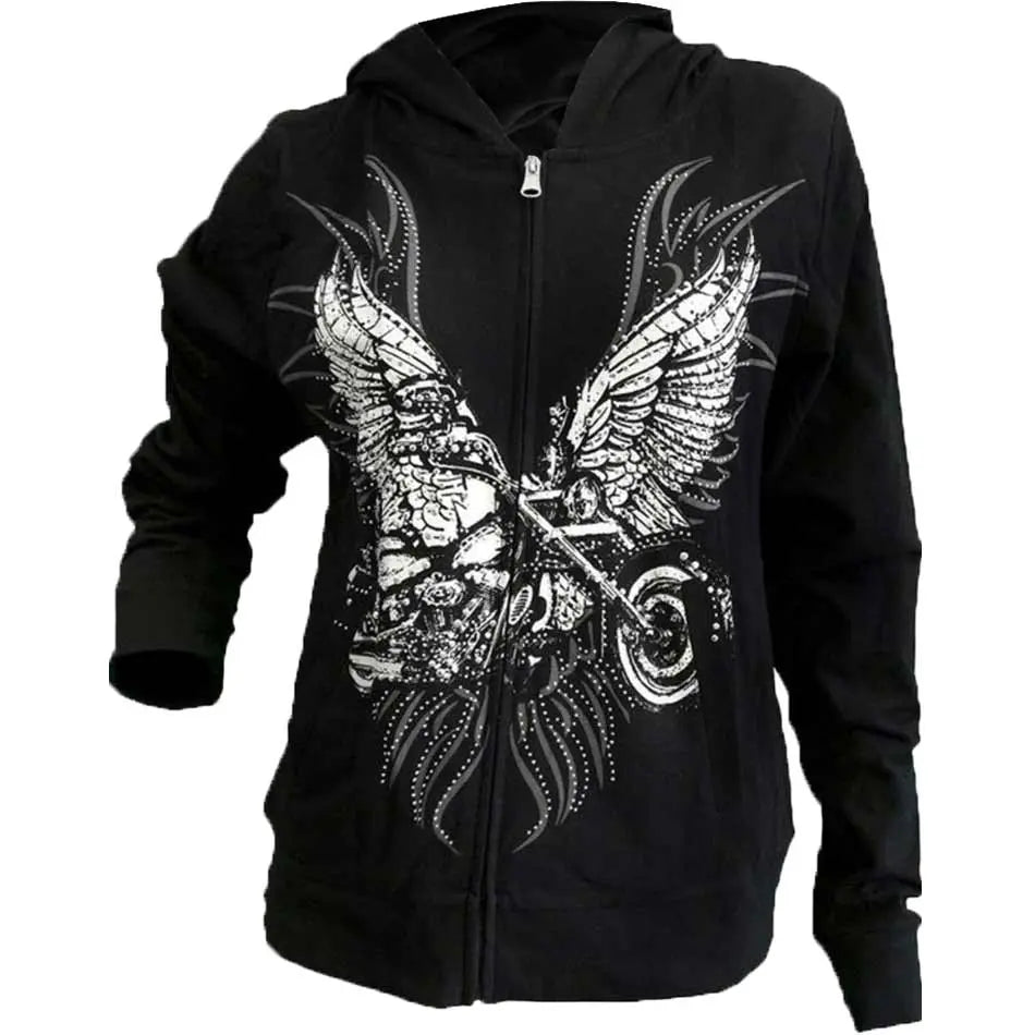 Platinum Plush Women's Wings Full Zip Hoodie - Boutique of Leathers/Open Road