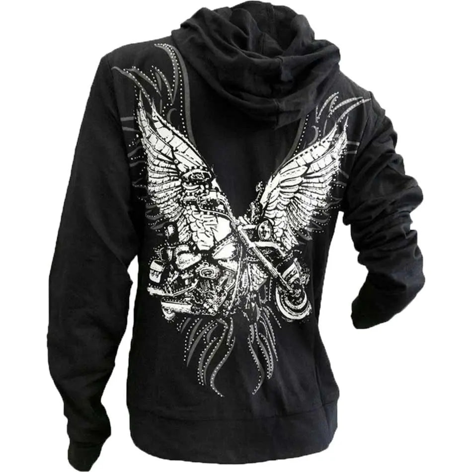 Platinum Plush Women's Wings Full Zip Hoodie - Boutique of Leathers/Open Road