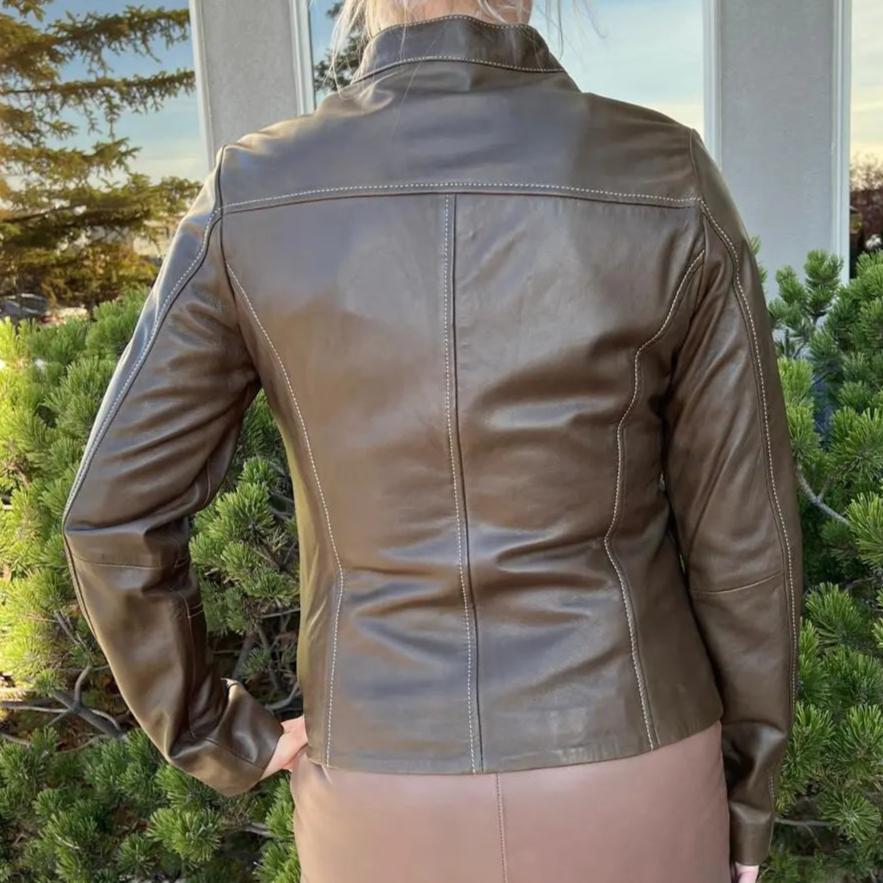 Plonge Leathers Women's Snap Collar Lamb Leather Jacket Women's Coats & Jackets Boutique of Leathers/Open Road