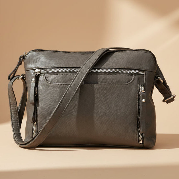 Leather Crossbody Slim Bag with Zippered Pockets & Adjustable Strap - Boutique of Leathers/Open Road