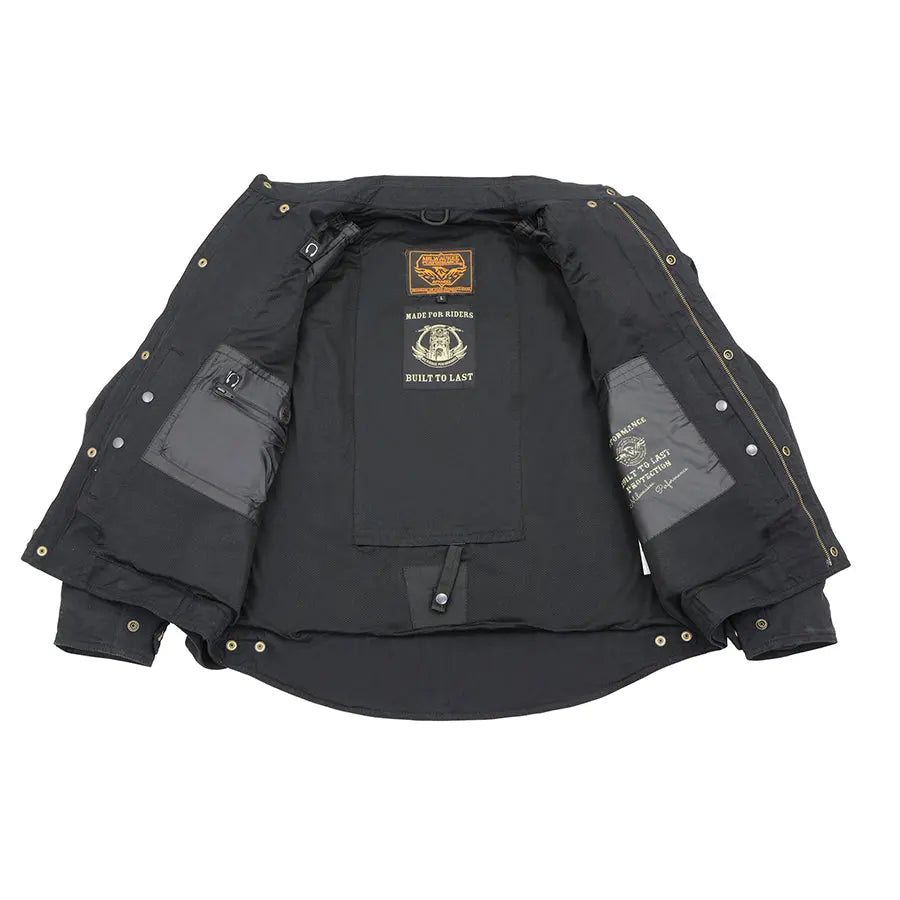 Milwaukee Leather Men's Black Armored Biker Shirt w/ Reinforced Fibers Men's Armoured Shirts Boutique of Leathers/Open Road