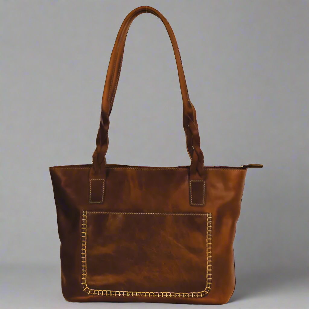 Rugged Earth Leather Handbag with Top Zipper Handbags & Purses Boutique of Leathers/Open Road