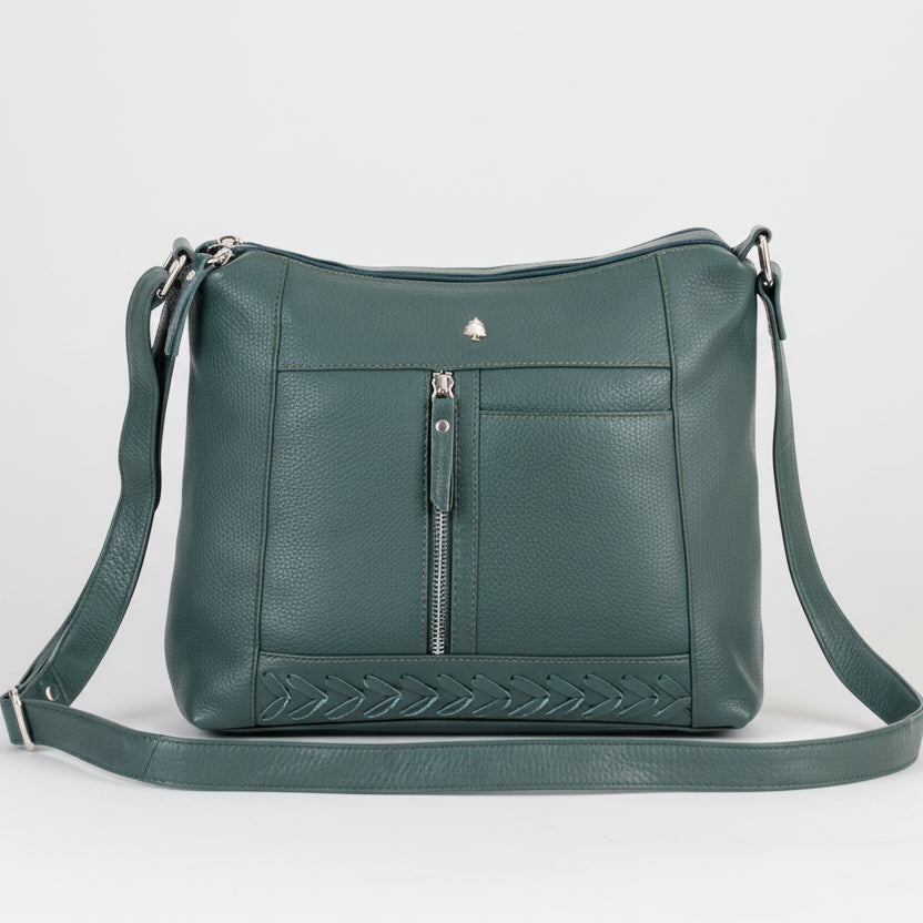 Greenwood Leather Elegant Crossbody Bag. Full-Grain Leather Shoulder Bag
