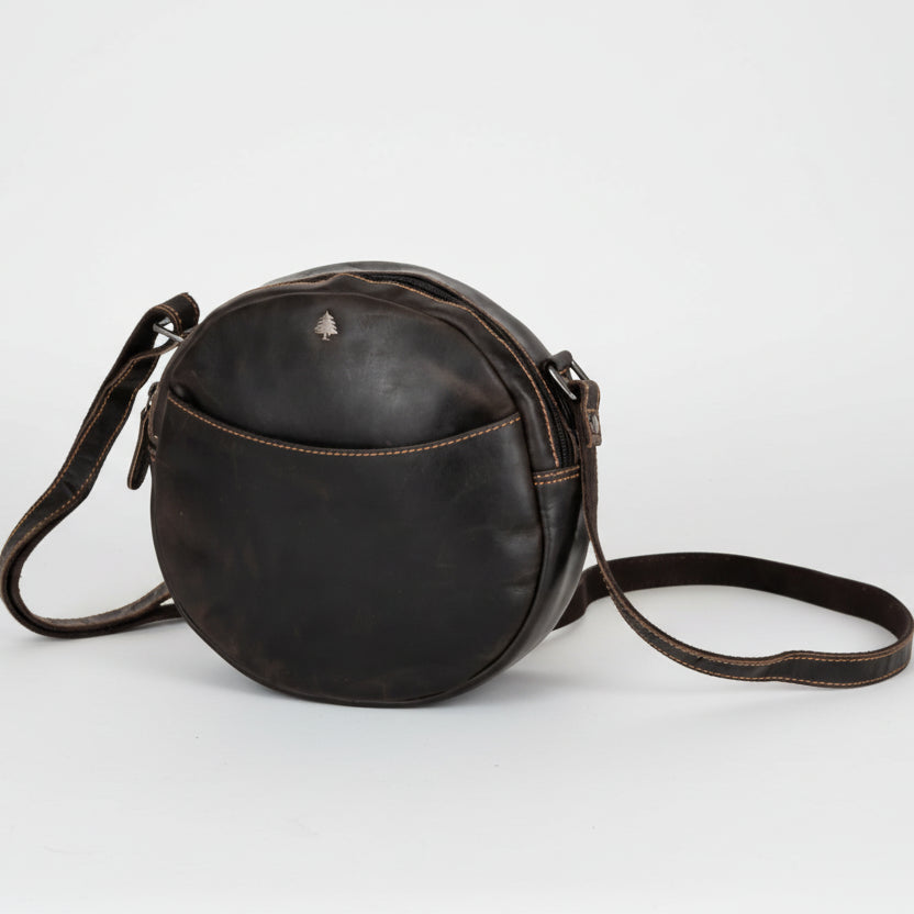 Greenwood Leather Round Crossbody Bag - Boutique of Leathers/Open Road