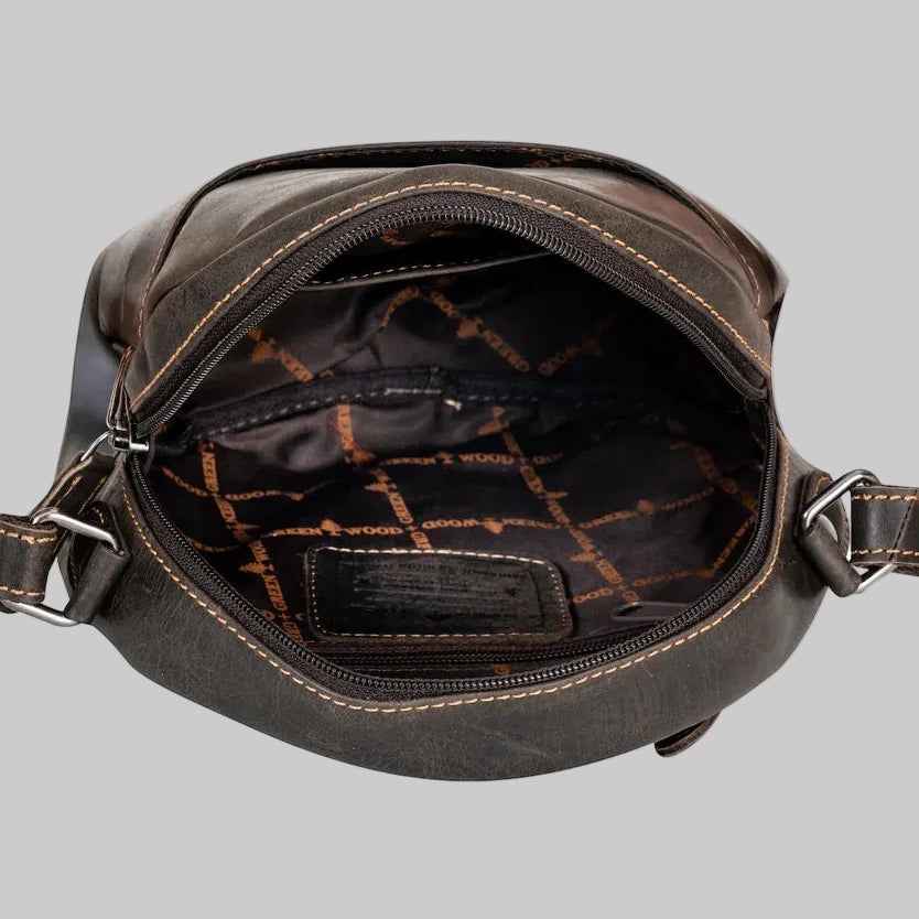 Greenwood Leather Round Crossbody Bag - Boutique of Leathers/Open Road