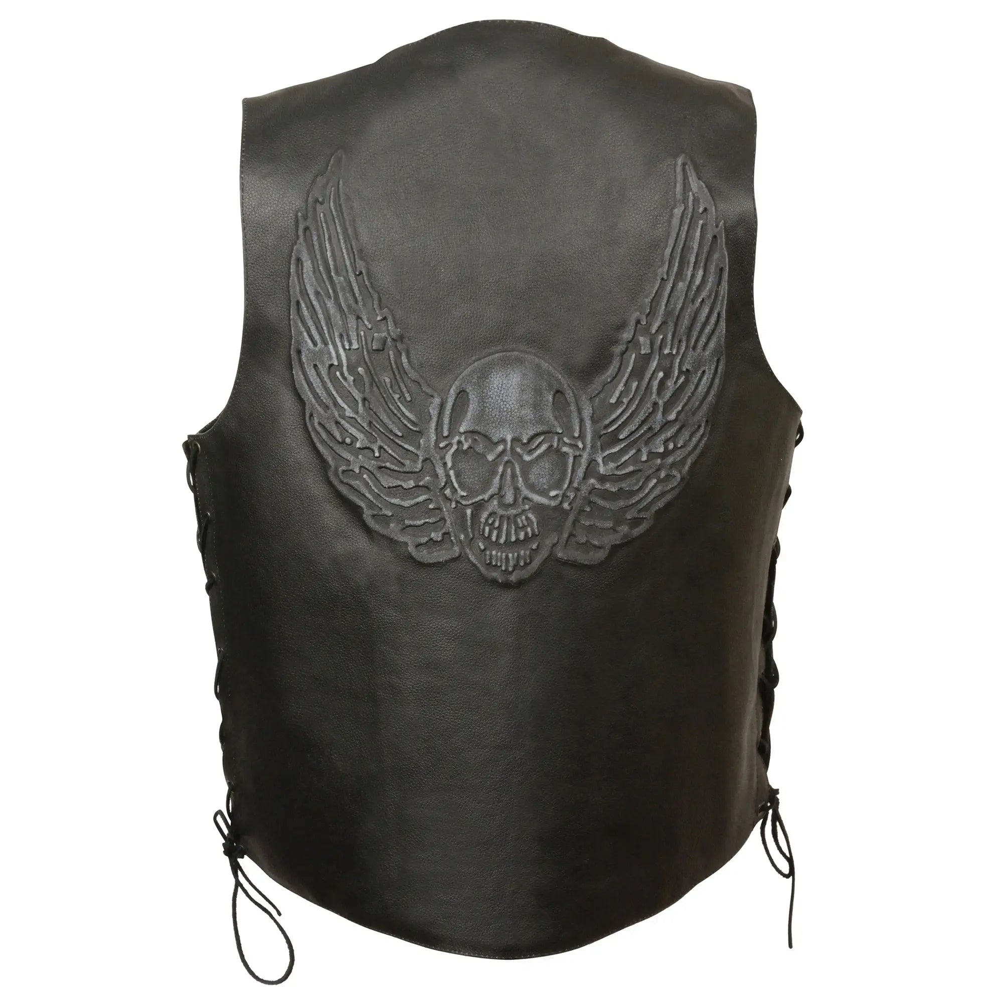 Milwaukee Leather Men's Side Lace Leather Vest w/ Skull & Wings Men's Vests Boutique of Leathers/Open Road